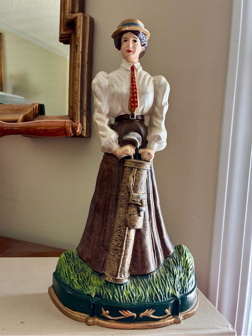 Vintage Cast Iron Lady Golfer Doorstop